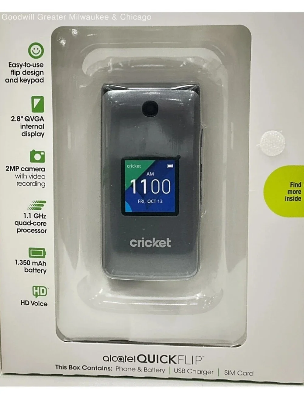 NEW Alcatel QUICKFLIP 4044C Flip Phone